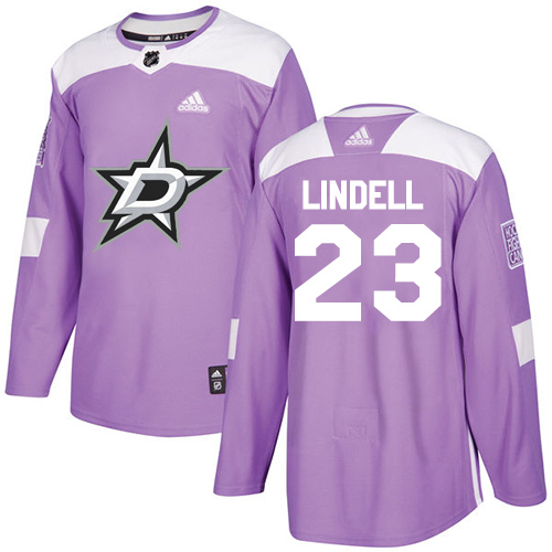 Adidas Stars #23 Esa Lindell Purple Authentic Fights Cancer Stitched NHL Jersey - Click Image to Close